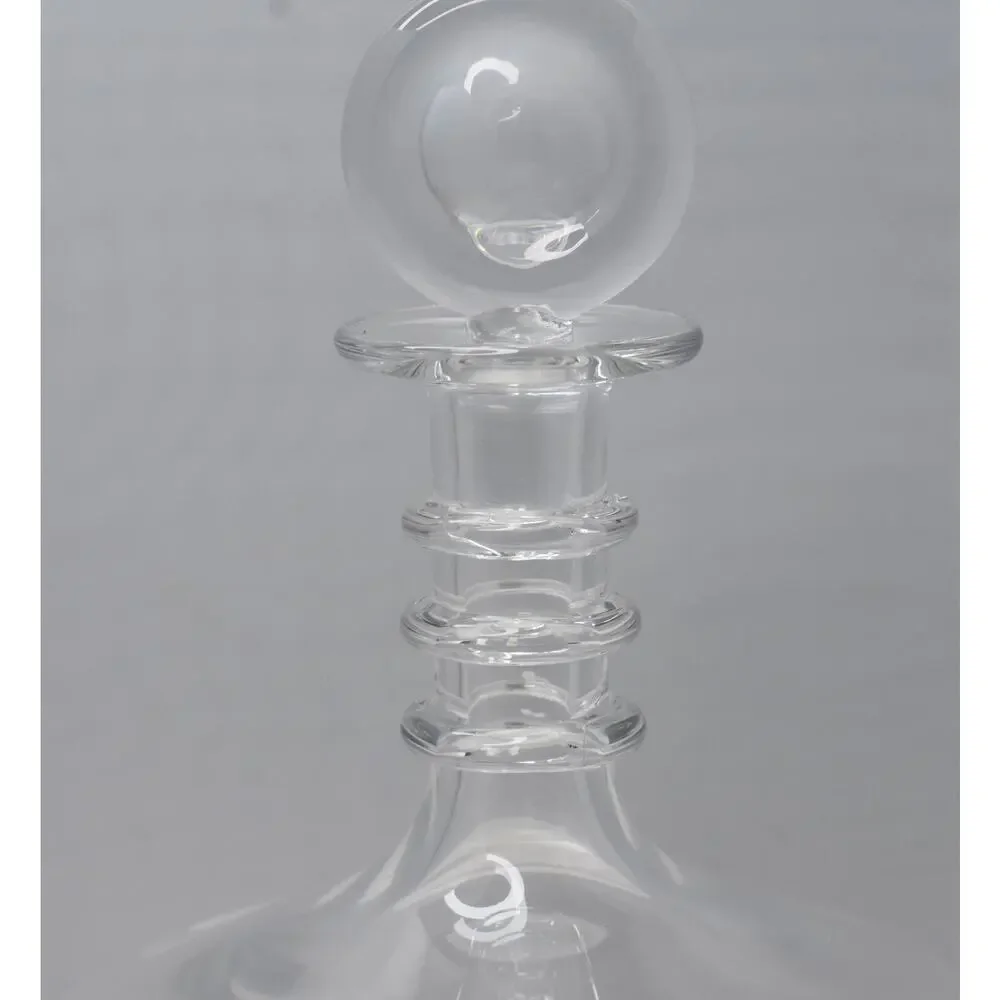 Baccarat Blown Glass Spiral Ring Neck Ship's DECANTER with Moon Stopper France